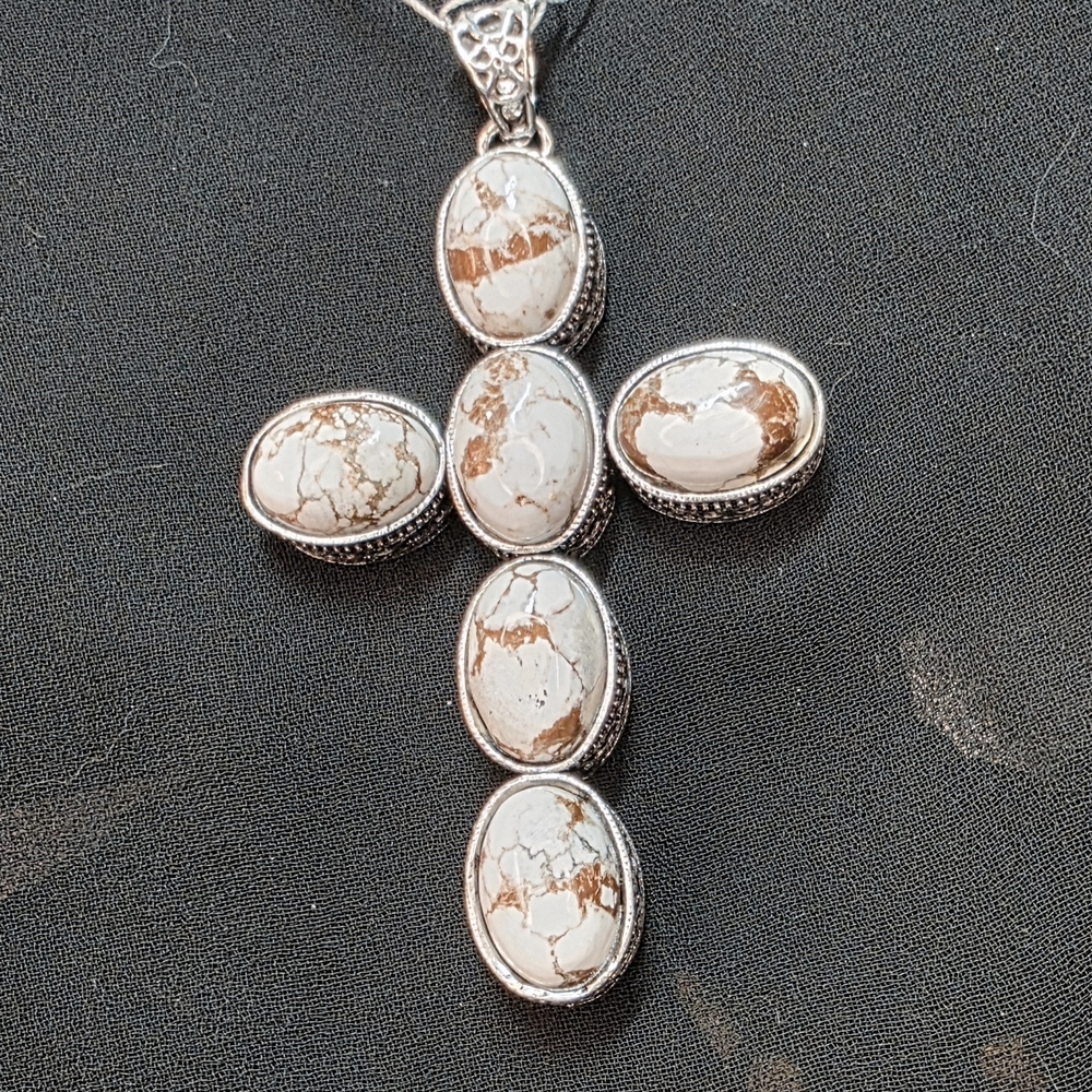 White Horse Silver Cross Pendant